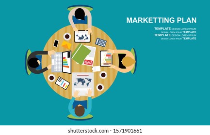 Flat design for business teamwork, analysis, consulting, project management, financial report and strategy . Illustration oncepts web banner and printed materials.