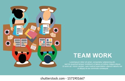 Flat design for business teamwork, analysis, consulting, project management, financial report and strategy . Illustration oncepts web banner and printed materials.