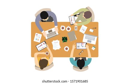 Flat design for business teamwork, analysis, consulting, project management, financial report and strategy . Illustration oncepts web banner and printed materials.