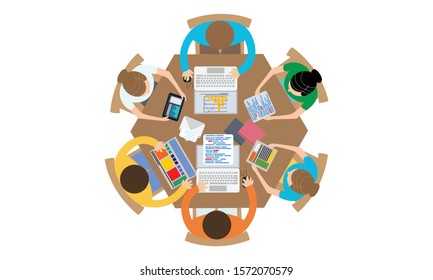 Flat design for business teamwork, analysis, consulting, project management, financial report and strategy . Illustration oncepts web banner and printed materials.