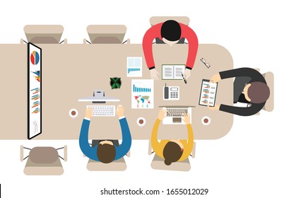Flaches Design für Business-Teamwork, Analyse, Consulting, Projektmanagement, Finanzbericht und Strategie . Illustration versteht Webbanner und gedruckte Materialien.