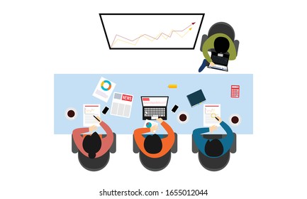 Flat design for business teamwork, analysis, consulting, project management, financial report and strategy . Illustration oncepts web banner and printed materials.