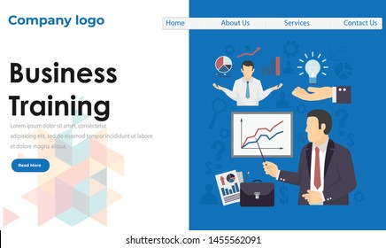 Flat design Business Training website template easy to use Modern flat design.Vector illustration. EPS 10 