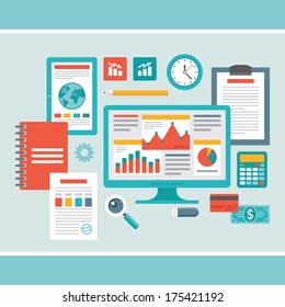 Flat Design - Business Vector Icons for Presentation and Different Creative Works