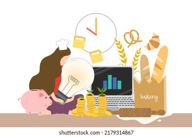 Flat design of business woman is working vector, flat design of ‘Work Life Balance’ concept vector, overwhelming woman on white background vector, time management vector on white background.