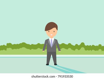 flat design business young man vector images for your project design with blue sky and shadow