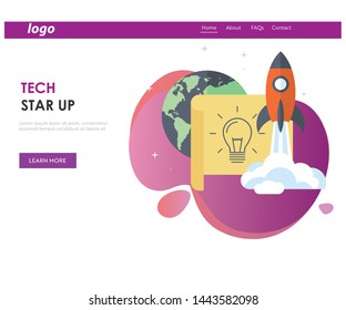 flat design Businesses Start Up Concept. Income and Success. Vector Business Info graphics illustration - Vector