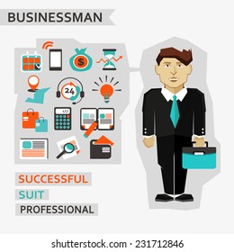 Flat design. Businessman