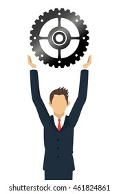 flat design businessman with gear icon vector illustration