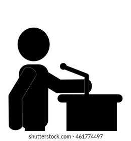 flat design businessman giving speech icon vector illustration
