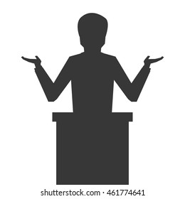 flat design businessman giving speech icon vector illustration