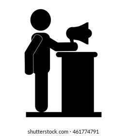 flat design businessman with megaphone icon vector illustration