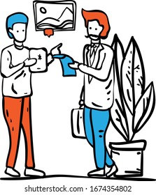 Diseño plano de empresario o de oficinista. Ilustración vectorial.
