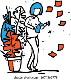 Flat design of businessman or office worker. Vector illustration.