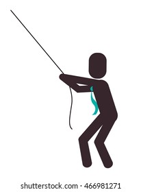 flat design businessman pictogram pulling rope icon vector illustration