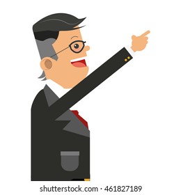 flat design businessman pointing up icon vector illustration
