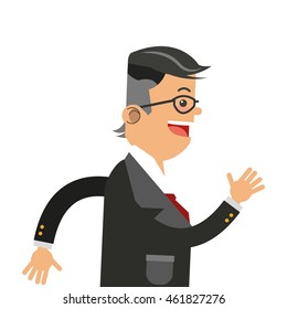 flat design businessman running icon vector illustration