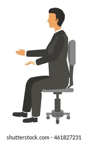 flat design businessman sitting on chair icon vector illustration