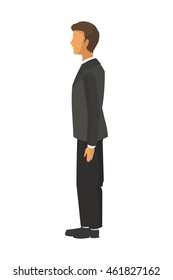 flat design businessman standing profile icon vector illustration