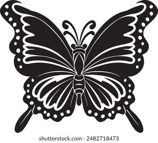 Arte vectorial plano de la silueta de la mariposa