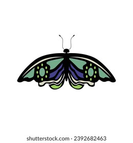 Ilustración vectorial de mariposa de diseño plano aislada
