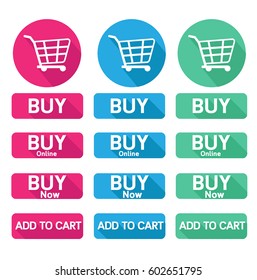 Flat design button buy online shopping cart