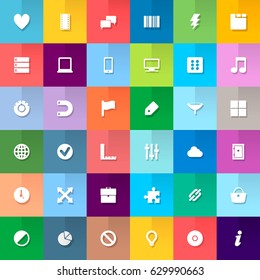 Flat design buttons with icons. Can be used in web design. Vector eps 10