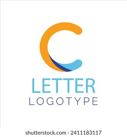 flat design c logo design for templates
