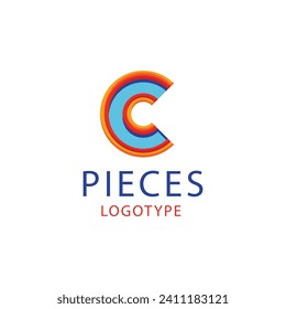 flat design c logo design for templates