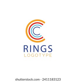 flat design c logo design for templates