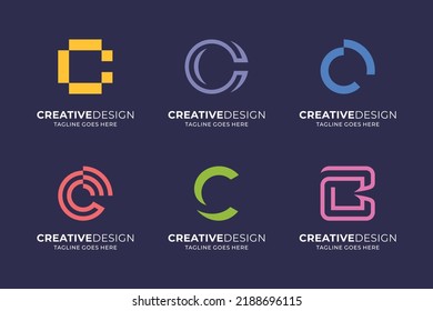 Flat design C logo vector template collection