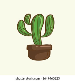 El diseño plano de una planta de cactus es un simple pero bonito diseño gráfico plano.