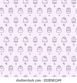 Flat design of cakes outline icon seamless pattern background vector stock