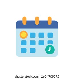 A flat design calendar graphic with important dates marked. Uses a minimalist aesthetic in pastel colors.