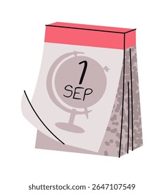 Flat Design Calendar Icon with September 1 Date. Back to School Symbol for Planners, Schedules, and Academic Events. Perfect for School Calendars, Educational Apps, and Teacher Planning Materials