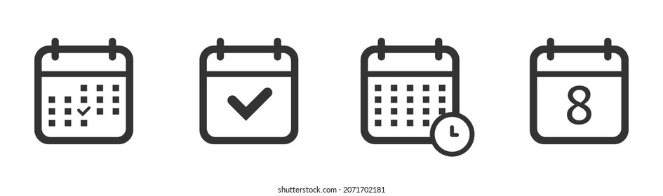 Flat design calendar icon set. Vector illustration. 