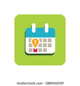 Flat design calendar icon with specific data vector illustration