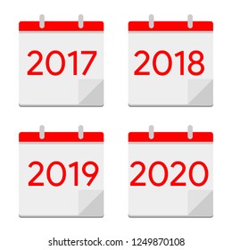 Flat design calendar icons 2017, 2018, 2019, 2020. New year symbol.