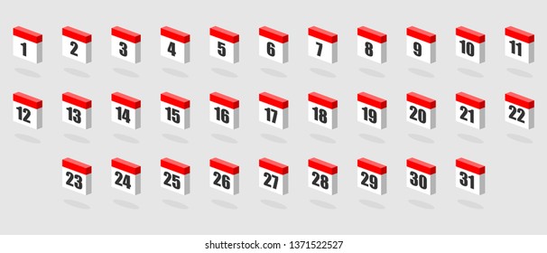 Flat design of calendar month icon set. Vector Illustration.