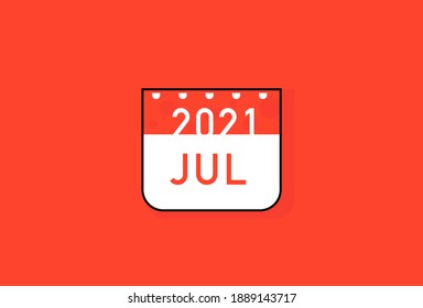 Flat design of calendar month JULY icon. Vector Illustration.