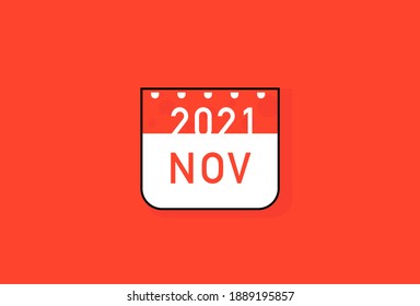 Flat design of calendar month NOVEMBER icon. Vector Illustration.