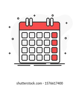 Flat design. Calendar on white background. Vector illustration.