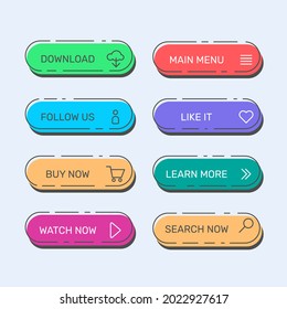 Flat design call to action button collection. - Vector.