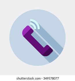 Flat design call headphone icon with long shadow