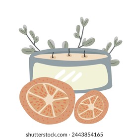 Flat design candle set with oranges