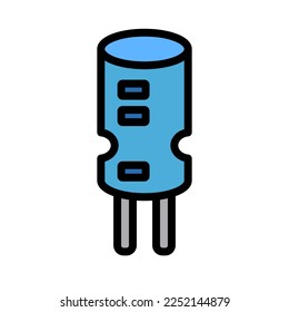 Flat design capacitor icon. Electronic component. Vector.