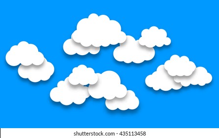 Flat design capes collection. White cloud on blue sky. Vector illustration