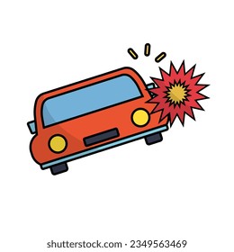Flat design car accident icon. Traffic accident. Vector.
