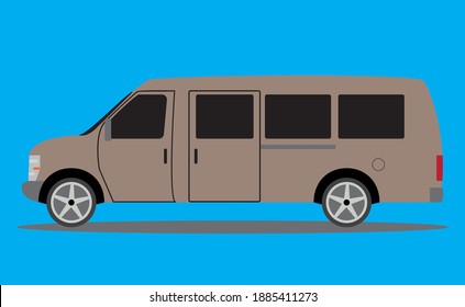 Vehículo de diseño plano. Ilustración vectorial minibus.