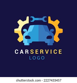 flat design car service logo template